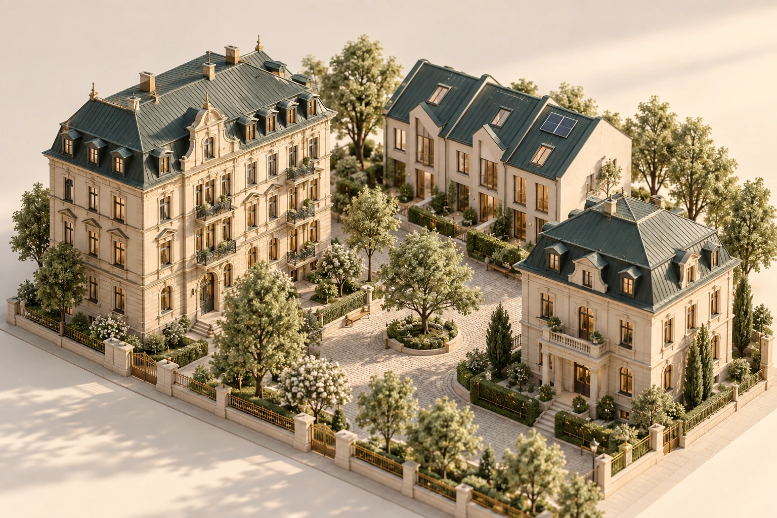 Illustratives Architekturmodell mit verschiedenen Wohnformen